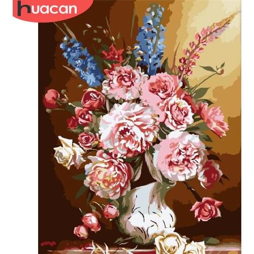 HUACAN Paint By Number Drawing On Canvas HandPainted Painting Art Gift DIY Picture Coloring By Number Flower Kits Home Decor