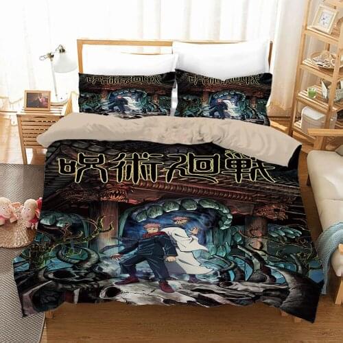 Jujutsu Kaisen 3D Printed Bedding Set Itadori Yuji Duvet Cover King Queen Full Twin Size for Baby Kids Adults Bedroom Decor