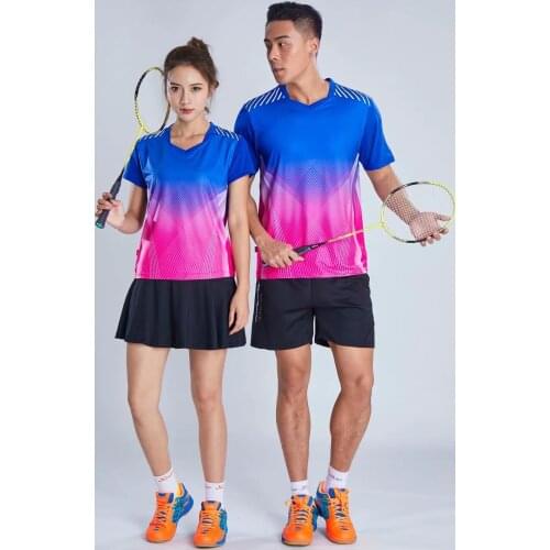 Contrast Badminton T-Shirt Sets Quick Dry Sweat Absorption Breathable Table Tennis Sports Suits For Men & Women L802SHC