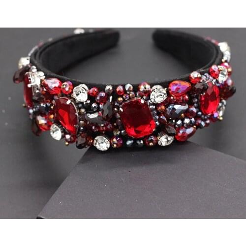 Beautiful fashion ladies headband Baroque red rhinestone rice beads headband fashion temperament dance show headband 617