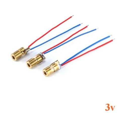 10pcs 650nm 6mm 3V 5mW Laser Dot Diode Module Red Copper Head good quality