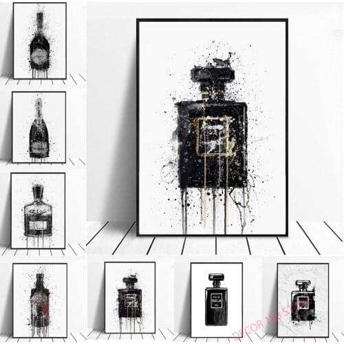 Fashion Canvas Painting Wall Art Aesthetics Decor Black White Perfume Bottle Woman Room Bedroom Decoration HD Posters and Prints