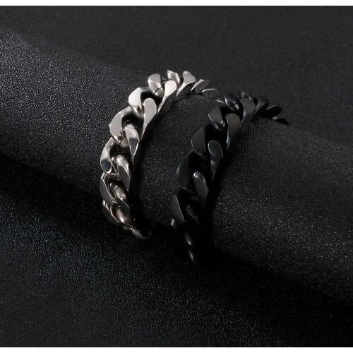 13mm Width Thick Metal Cuban Chain Bracelet Men Thick Stainless Steel Chunky Link Chain Bangle Homme Jewellry 2020