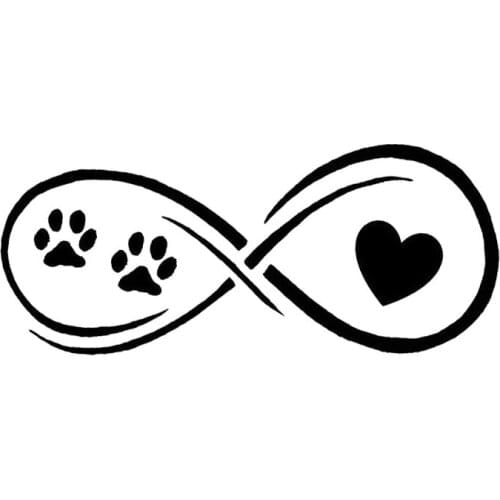 17.8*7.6CM Paws Heart Dog Cat Decal Stickers Car Styling Fashion Classic Decorative Accessories Black/Sliver C6-1005