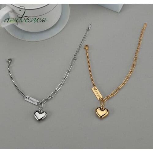 Nextvance 2021 Trend Stainless Steel Bracelet Lucky Girl Heart Bangle Bracelets On Hand for Women Men Jewelry Gift