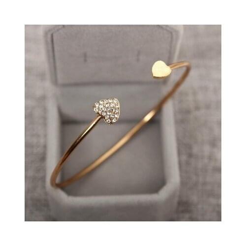 New Brand Charming Peach Heart Bracelets Bangles For Women Girl Bangle Gold Silver Color Crystal Bracelet Statement Jewelry