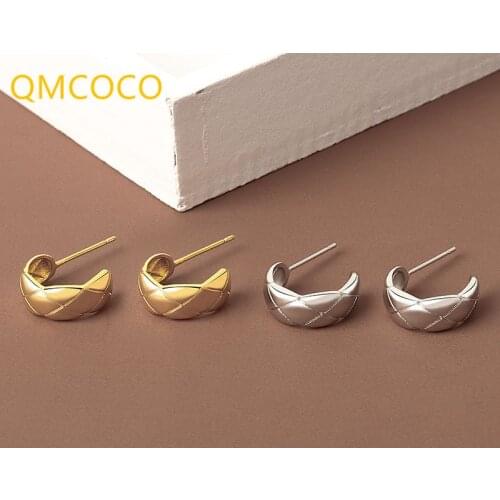 QMCOCO New Style 925 Silver Earrings Women Trendy Jewelry Simple Retro Party Accessories Rhombus Strip Earring