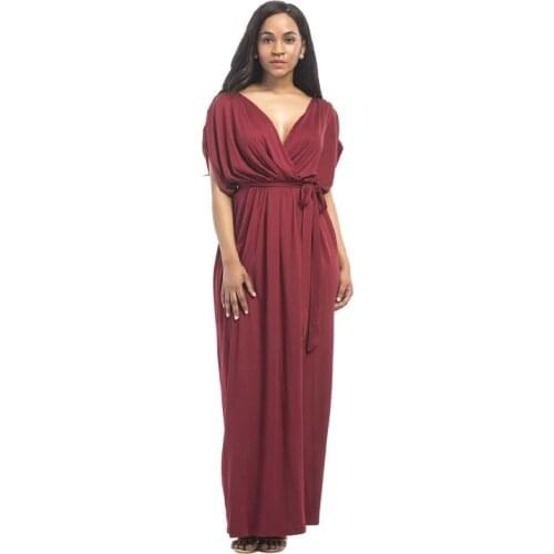 Short Sleeve Maternity Evening Dresses For Pregnant Women Clothes Deep V-neck Lady Pregnancy Dress Vestidos Gravidas Clothing