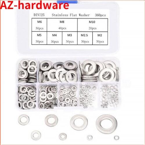 304 stainless steel flat washer seal ring spacer suit screw meson metal gasket suit M2 M2.5 M3 M4 M5 M6 M8 M10 combination suit