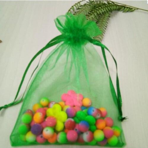 100 pcs/Lot Grass Green Organza Jewelry Gift Bags 7x9 9x12 10x15 17x23 cm Wedding Christmas Package Bags Drawstrings Yarn Pouch