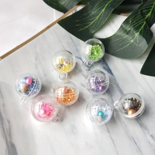 10pcs 20mm Colorful Transparent Glass Ball Shell Charms Pendant Finding for Hair Jewelry Accessories Earring Charms YZ359