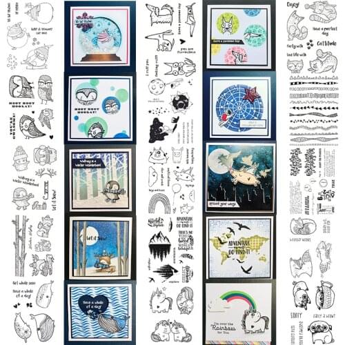 Festive Penguins Pugs Owls Fox Whale Unicorns Space Adventure Stamps And Dies Set for DIY Scrapbooking Cards Crafts 2021 New