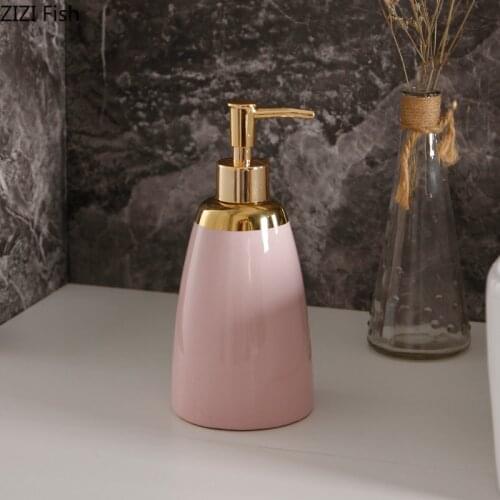 Pink Ceramic Soap Dispenser Body Soap and Hand Sanitizer Bottled Lotion Bottle Nordic Home Bathroom Supplies Bathroom Set