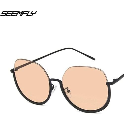 Seemfly Women Half Frame Metal Trendy Sunglasses Classic Resin Clear Lens Traveling Party Eyeglasses Goggle Eyewear UV400 Shades