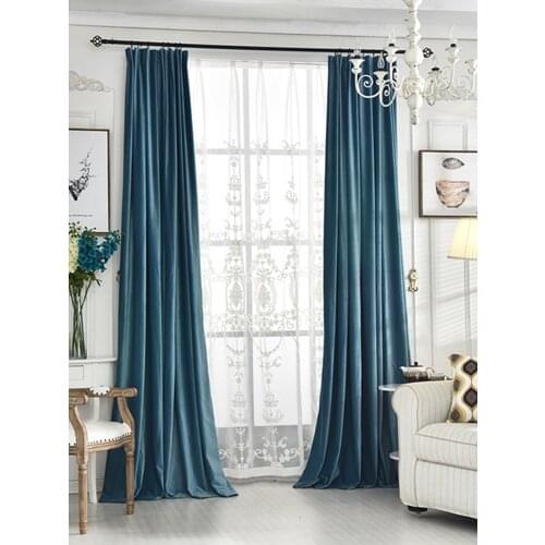 Modern European pink velvet curtains drapes for bedroom living room solid grey grommet blackout curtain