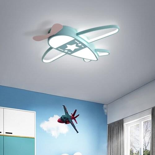Modern Led Airplane Ceiling Light with Remote Dimmable Aircraft Chandelier Pink Lighting for Kids Boy Bedroom Children Room Lamp