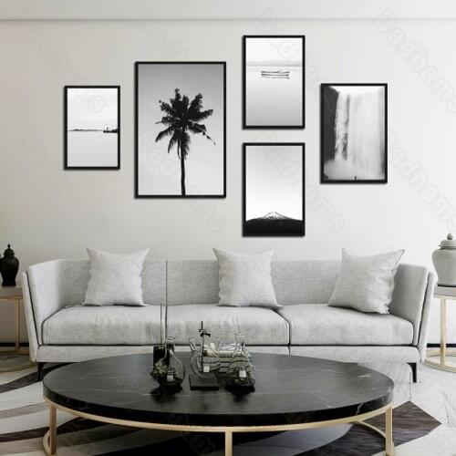 Waterproof Ink Painting Living Room Decoration Wall Decoration Painting Sofa Background Wall Painting Waterfall Volcano Old Tree