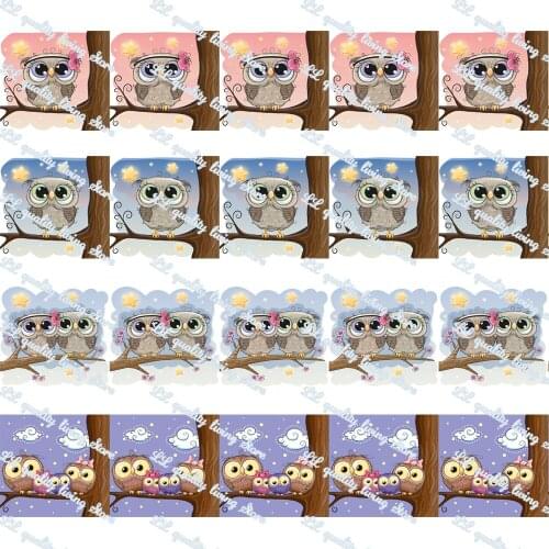 WL 50 Yards 5/8 '16mm-3' 75mm Tree Owl Printed Grosgrain Ribbon Dog or Animal Collar Hair Bow Party Crafts Headband Decoration