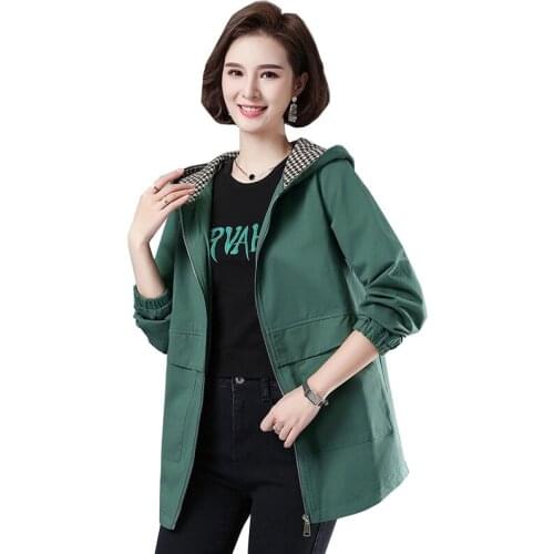 Women Windbreaker Mother Coat Spring Autumn Outerwear Lining Mid-length Overwear Female Fashion Casual Trench Coat Lady Coats