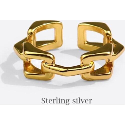 Sole Memory Retro Personality Hollow Geometry 925 Sterling Silver Female Resizable Opening Rings SRI899