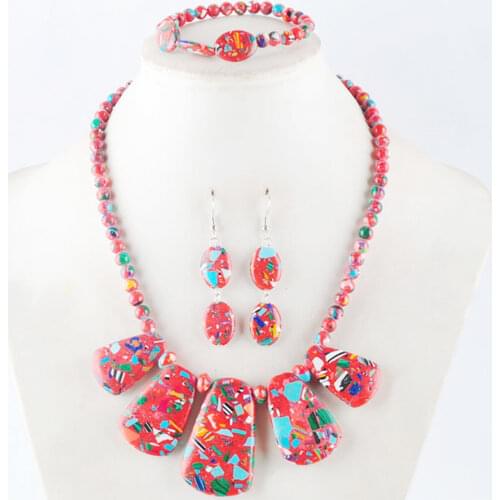 WOJIAER Natural Blue Gem Stone Round Beads Necklace Square Earrings Bracelet Sets Jewelry for Women PM935