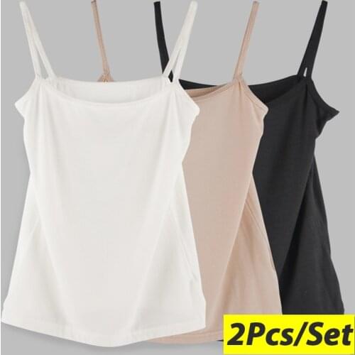 1/2Pcs Sexy Camisoles Women Crop Top Sleeveless Shirt Summer Sexy Slim Lady Bralette Padded Tops Strap Skinny Vest Camisole