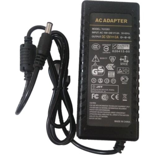 10pcs/lot 12V3A 36W AC DC Adapter Charger DC 5.5*2.1 or 5.5*2.5mm 12V 3A Switch Power Supply 36W LED Strips Light