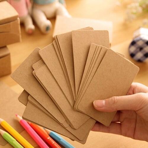 100Pcs 90x50mm Blank Greeting Card Kraft Paper Postcard Vintage DIY Hand Painted Graffiti Message Card Tag Wedding Party Decor
