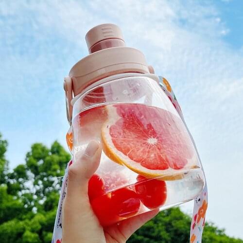 1300ML 1100ml Water Bottle Portable Shaker Straps Straw Water Bottle for Kids Cartoon Transparent Plastic Water Bottles BPA Free