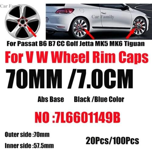 20pcs 100pcs Emblem Car Wheel Center Hub Caps 70mm For Passat B6 B7 CC Golf MK5 MK6 Tiguan Auto Rims Center Cover Badge