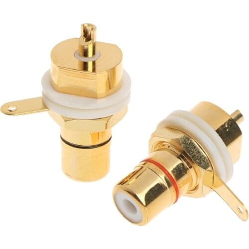 2020 New 2 Pcs CMC Gold Plated Copper RCA Female Phono Jack Panel Mount Chassis Connector