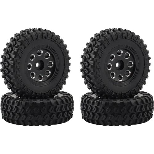 4PCS 1.0 49X18mm Beadlock Micro-Crawler Wheel Rims Tires Set for 1/24 RC Crawler Car Axial SCX24 90081 Upgrade Part