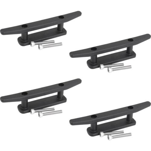 4x Durable Black Nylon Marine Kayak Boat Yacht Canoe Dinghy Cleat Mooring Deck Mount Anchor Rope Line Cleat Open Base Hardware