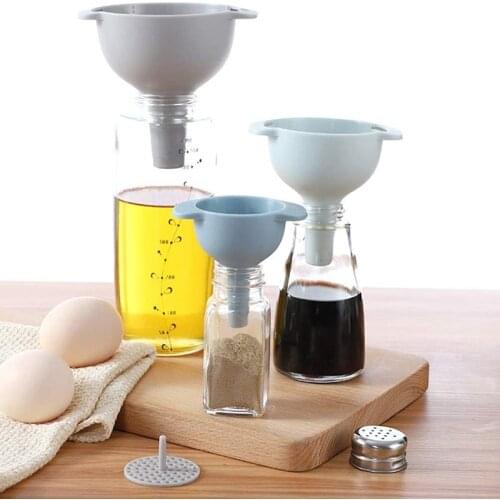 4 In 1 Kitchen Funnel Kit Oil Funnel Strainer Oil Water Spices Wine Flask Filter Funnel Plastic Kitchen Accessories