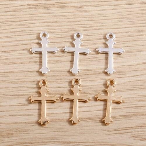30pcs 12*19mm Metal Cross Charms Pendants for Necklaces Bracelets DIY Making Gold Color Charms Handmade Craft Jewelry Finding