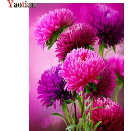 Full Squar Round Drill 5D DIY Diamond Painting Love flower aster Embroidery Mosaic Red flowers Cross Stitch Kit Home Decor Gift