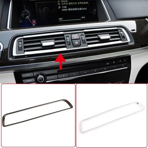 For BMW 7 Series 2009-2014 ABS Carbon Fiber Car Center Console Air Conditioning Outlet Frame Trim Strip Car Interior Accessories