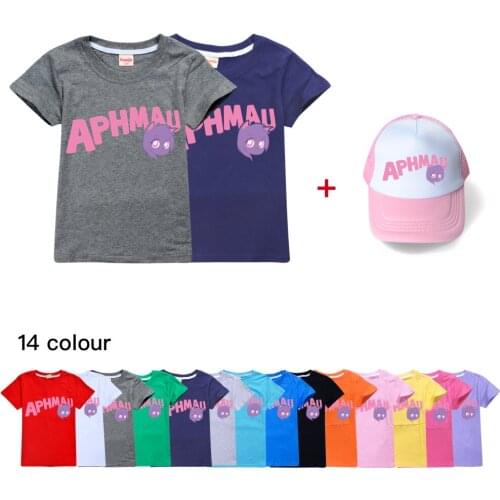 APHMAU Children Short Sleeve T-shirt Hat for Boys and Girls In Summer Graphic T Shirts Boutique Kids Clothing Costumes for Teens