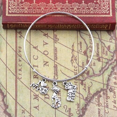 Dropshipping I Love My Cat Person Cat Friend Paw Bracelet Silver Color Color Bead Bracelets & Bangles Fashion Jewelry Gift