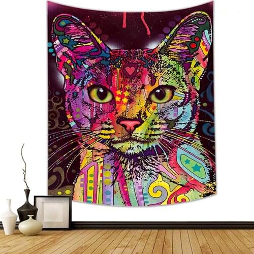 Home Decor Tapestry Wall Hanging Colorful Print Artistic Oil Painting Tapestry psychedelic Animal for Home Dorm Room Decor