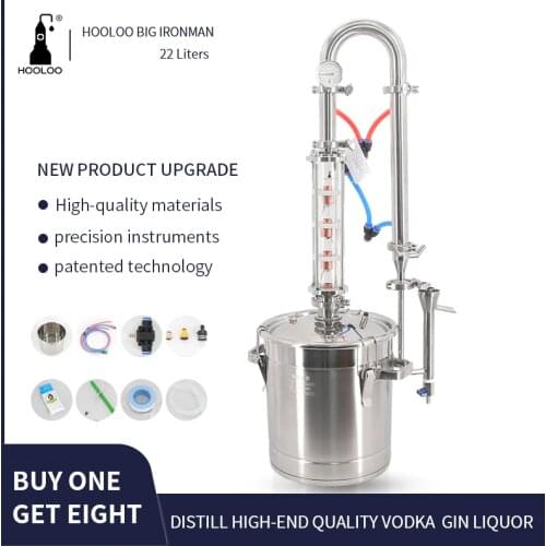 HOOLOO 22L Small Home Brewing Distiller 4-layer Distillation Tower With Parrot Beak Moonshine Still Vodka Brewer Machine