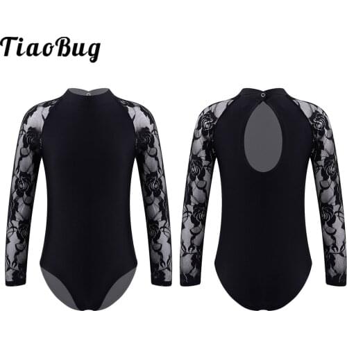 Girls Classic Ballet Costumes Kids Lace Long Sleeve Dance Bodysuit Gymnastics Leotard for Girls Ballet Tutu Dancerwear