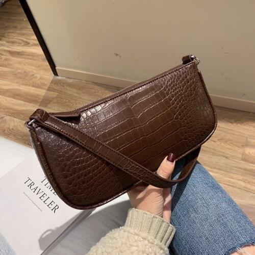 Crocodile lines of new fund of 2020 autumn one shoulder alar BaoChun light color pu luxury fashion handbag factory