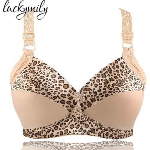 Luckymily 2019 Women Underwear D E Big Size bra Slimgril Womens Sexy Health Leopard Bra Adjusted Wire Free Gathered Push Up Bras