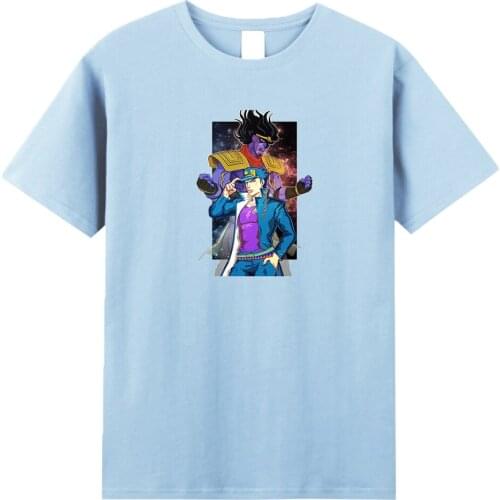 Vaporwave Aesthetic Jotaro T-shirt Jojo Bizarre Adventure T Shirt Men Summer Short Sleeve Tops Japanese Anime Manga Graphic Tees