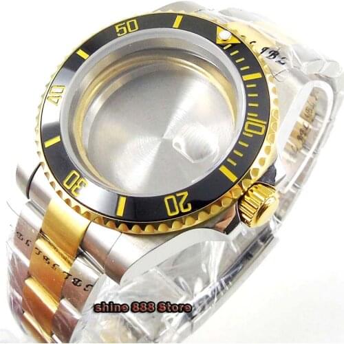 Gold Coated Top Quality 40mm Men Wristwatch Sapphire Glass Ceramic Bezel Fit ETA 2836 MIYOTA Movement