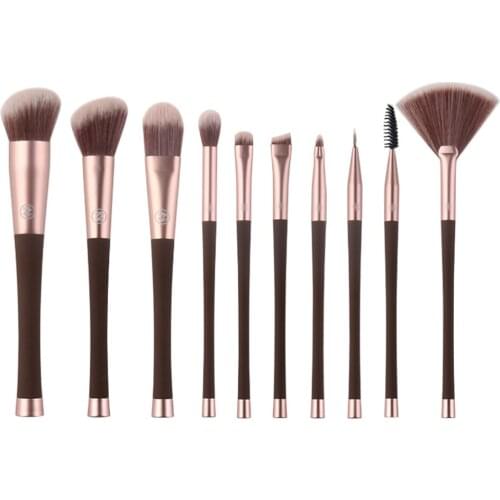 Synthetic Makeup Cosmetic Foundation Powder Cream Blending Brush Kit Brown