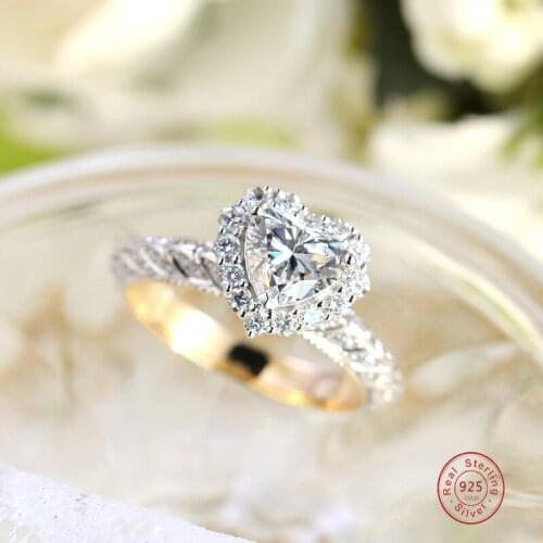 New Arrival Female Love Wedding Ring 925 Sterling Silver Heart-shaped Micro Pave Zircon Finger Rings for Women Jewelry Anillos
