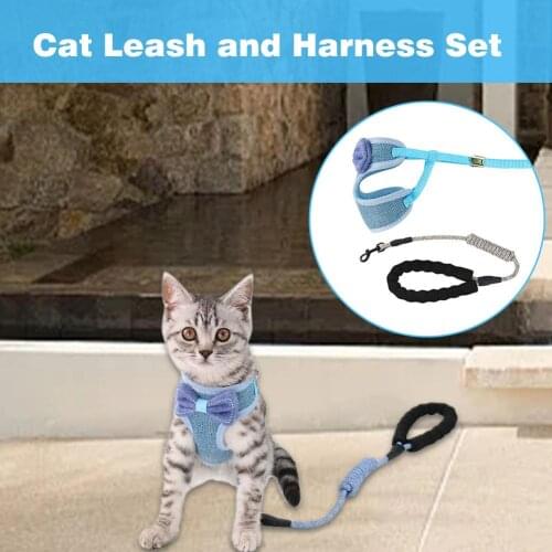 NEW Anti-breakaway cat traction rope chest and back cat rope Pet Adjustable Harness with Leash for Cats