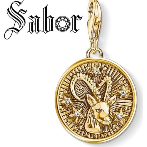 Zodiac Sign Capricorn Charm Fit Bracelet Necklace For Women Men Jewelry Summer Fashion Vintage silver plated Gift thomas